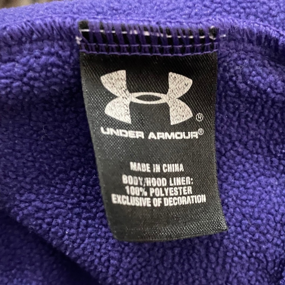 Under Armour Youth Medium Hoodie Purple Neon Logo Loose Fit Girls Sweatshirt - Picture 5 of 6